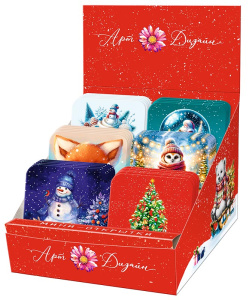 Набор мини-открыток 70*70мм "Новый год" 120шт/уп