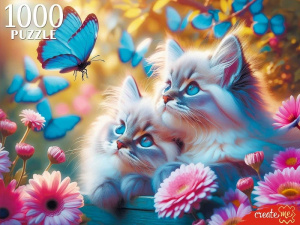 Пазлы 1000 элементов  670*470мм. "Котята и бабочки"