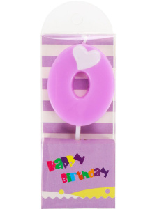 Свеча-цифра "0" с сердечком