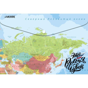 Конверт на кнопке  с рисунком А4 Map of Russia, 0,15мм