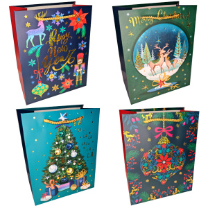 Пакет подар. бум. новогодн. 31*42*12 см 210 гр/м2 "Новогодний" микс дизайнов