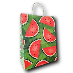 Пакет подар. бумажн. 35*26*15 см, 100 гр/м2  Фрукты 2, крученые ручки