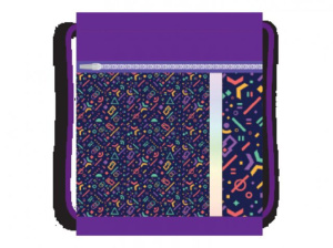 Мешок для обуви 1 отд, карман на молнии, 360*460, светоотр. Конфетти