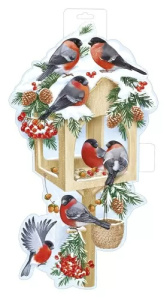 Плакат фигурный 48*25см "Кормушка со снегирями"