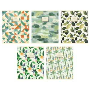 Тетрадь А5 48л кл. Hatber "Зеленая гармония" тисн., 5 диз.в блоке