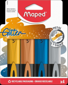 Набор текстовыделителей FLUO PEP'S GLITTER 4 цв. металлик, 1-5мм