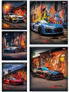 Тетрадь А5 48л кл. Проф-Пресс "Авто на фоне граффити - 1" белизна 82%