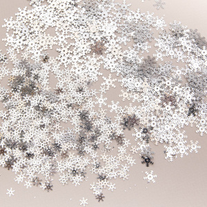 Пайетки декоративные 7, 10, 13мм, 15 гр "Снежинки" серебро