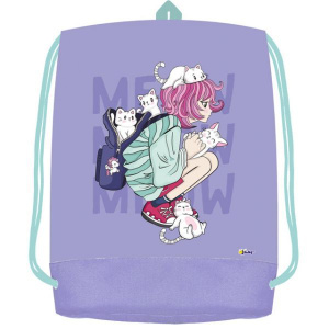 Мешок для обуви 1 отд, 410*540, карман "Котята с девочкой"