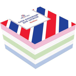 Блок бумаги для записи  (90*90*50мм) цветной,  непроклеенный, 65г/м2