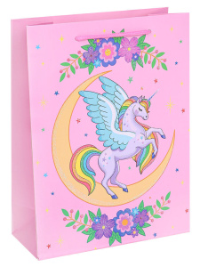 Пакет подар. бумажн. 18*23*8см, 210гр/м, Сказочный единорожек