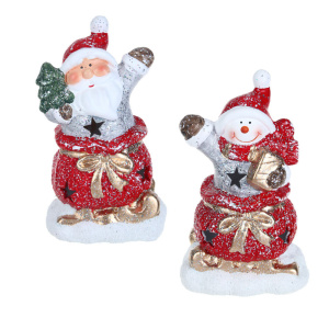 Сувенир новогодний "Дед Мороз" 15см , с LED подсветкой , керамика, 2 дизайна