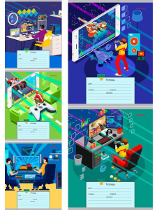 Тетрадь А5 12л косая лин. Проф-Пресс "Геймеры", 5 диз.в спайке