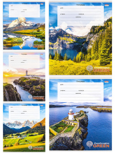 Тетрадь А5 12л кл. Проф-Пресс "Восхитительный вид-1" 5 диз.в спайке, белизна 100%*