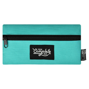Пенал-косметичка (195*100) молния, ткань "Бирюзовый" нашивки из ткани