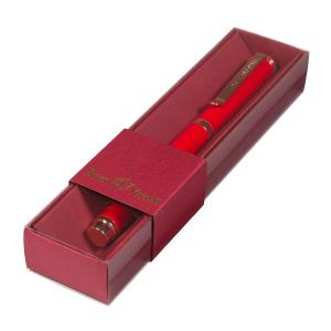 Ручка автомат. в футляре "Venezia Classico. Красная" шарик., 1,0мм, металл., синие чернила