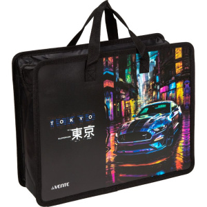 Папка А4 (335*260*100) с ручками, молния, пластик" Label. Tokyo Drift"