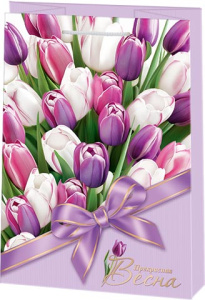 Пакет подар. бумажн. 22*31*10 см 130гр/м Тюльпаны