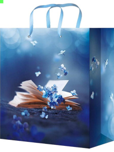 Пакет подар. бумажн. 14*11*6,5см, 128гр/м, Книга с цветами