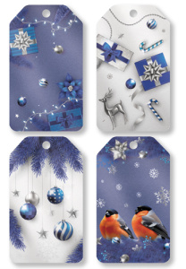 Бирка новогодняя 8*5см "Новый год. Снегири"