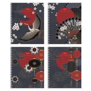 Тетрадь А5  96л кл. гребень Hatber "Символы Азии" мат.лам., 3D фольга, 3Dлак