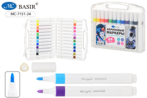 Набор маркеров акриловых  24цв. пулевидн. "Basir" 2-4мм