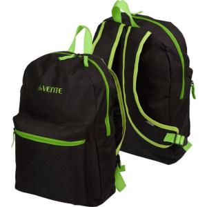 Рюкзак подростковый 40*29*17см deVENTE "Black" , 1 отд, 1 пер.карм, черный с салатовым