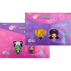 Конверт на кнопке  с рисунком А4 NicoNico:-), 0,18мм, ассорти