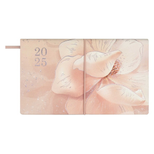 Планинг дат. 2025г, 175*105мм  64л., кожзам., мяг.пер. "Цветок" тисн. фольг., ляссе