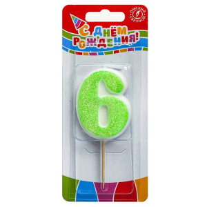 Свеча-цифра "6" сахарная, 4см