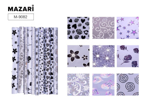 Бумага упаковочная  50*70см, металлик, с узором, в пачке 1дизайн, ассорти 8 дизайнов