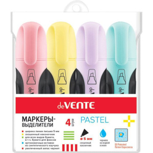 Набор текстовыделителей "deVENTE. Pastel" 4 цв., 1-5мм, пастельные цвета, плоский