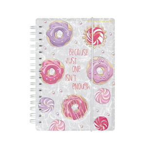 Записная книжка А6  80л. пластик, гребень "Cute journal. Сладкое настроение. Пончики" резинка