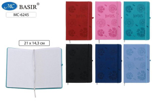 Записная книжка А5  80л. кожзам, тв.обл. "Цветы" кл., на резинке