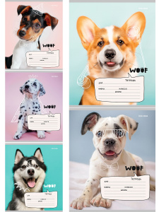 Тетрадь А5 12л кл. Проф-Пресс "Фотографии собачек" 5 диз.в спайке, белизна 100%