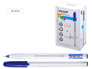 Ручка шар. MAZARI Delta Ultra Soft синяя, масл.осн., 1,0мм, игольчатый пиш.узел, корп. белый