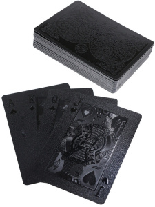 Карты игральные 54шт,  "Карта мира" пластик, черные