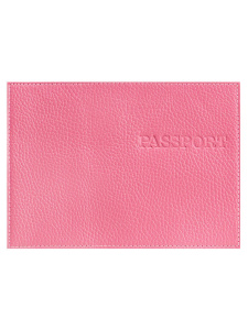 Обложка для Паспорта натуральная кожа PASSPORT розовый, тисн.конгрев