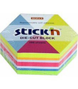 Бумага с липким краем (61*70мм) 250л, 5цв., НЕОН, гексагон