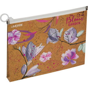 Конверт на молнии 240x185*25мм ПВХ 180мкм, Bloom Garden, тисн.фольгой, с расширением