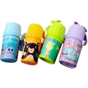 Бутылка 450мл, 17см с чашкой, 8 дизайнов