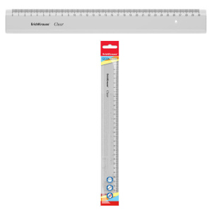 Линейка 30 см прозрачная "Clear",  в флоупаке