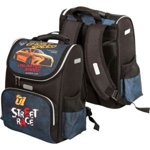 Ранец школьный 34*27*20см  Attomex. Lite. Street Race, полиэстер, 1 отд на молн., 3 карм, светоотр.