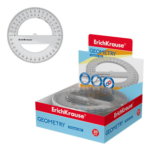 Транспортир 360гр. 12 см пласт. прозр., в дисплее