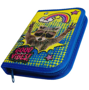 Пенал 1 отд. с откидной пл. (190*130)   Два енота , диз.на пайетках