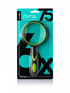 Лупа  75мм, увеличение 6-кратное, стекло, прорезинновая ручка
