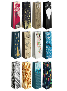 Пакет подар. бумажн. 12*36*12 см,(под бутылку) "ST" ассорти