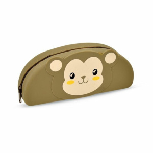 Пенал-косметичка "Обезьянка. Коричневый" 19,5*8*4см, силиконовый