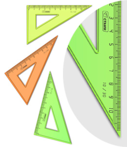 Угольник пласт. 10см 30гр. цветн. непрозр.