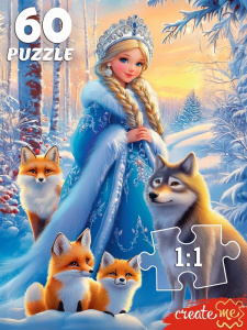 Пазлы   60 элементов "Снегурочка и лесные жители"
